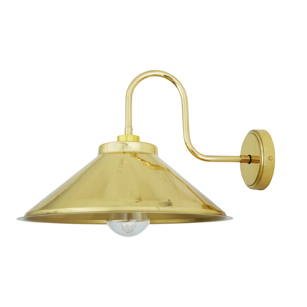 Nerissa Swan Neck Wall Light | Polished Brass | Clear Glass